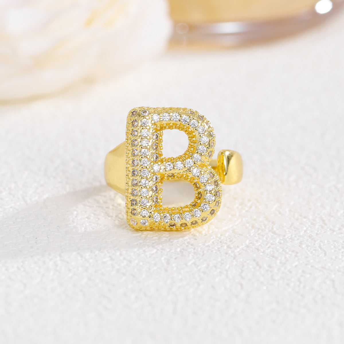 Wholesale  Gold Plated Copper Set with Zircon Open Ring